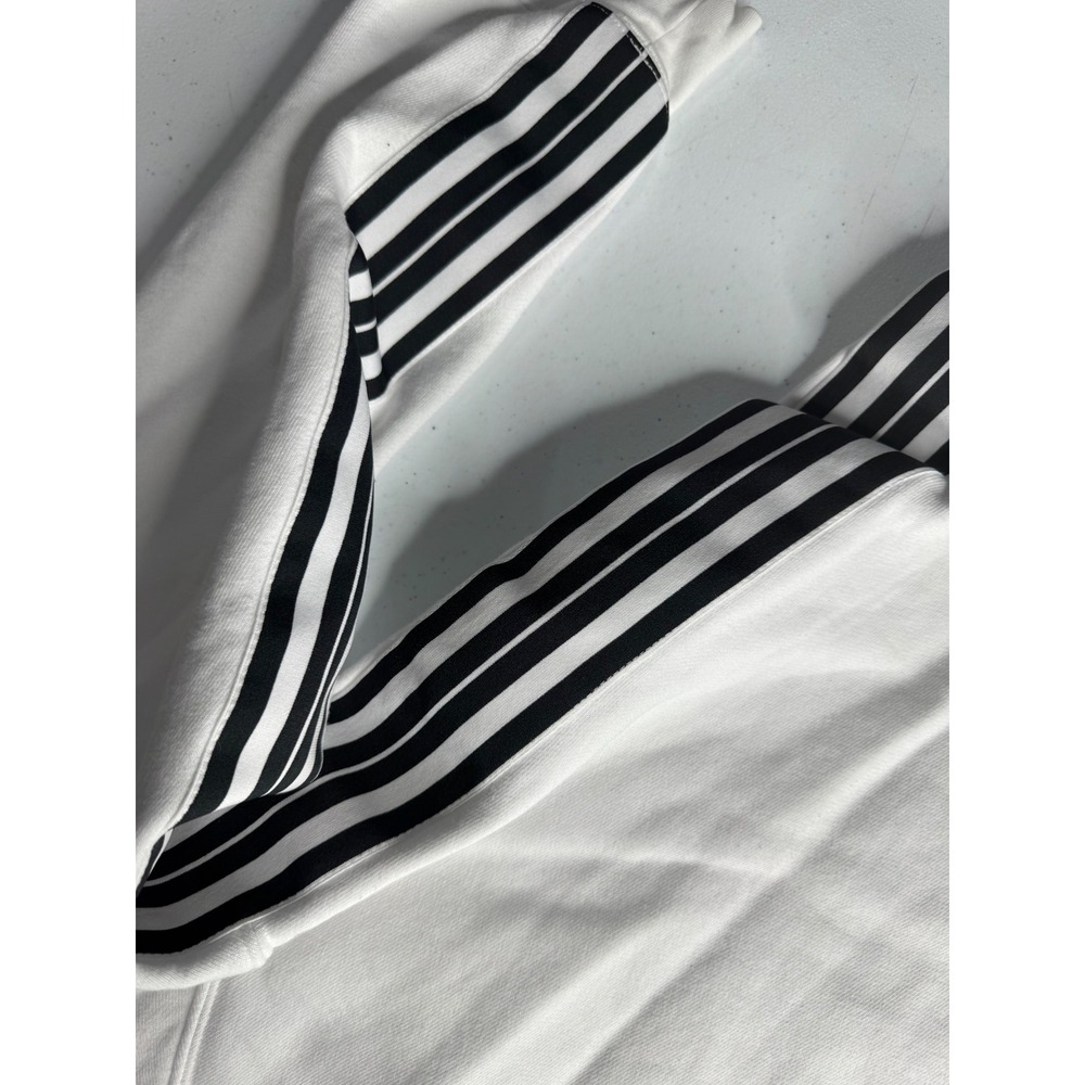 Athleta Womens XL White Black Stripe Sleeve Fleece Crewneck Sweatshirt Pullover - Picture 8 of 9